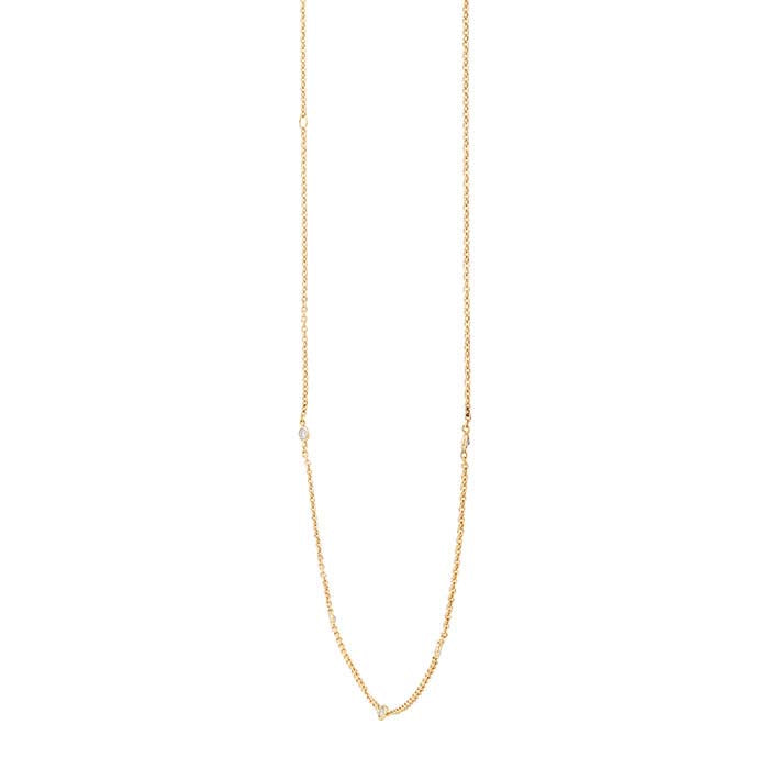 14K Yellow Gold Diamond-Set Five Station Necklace