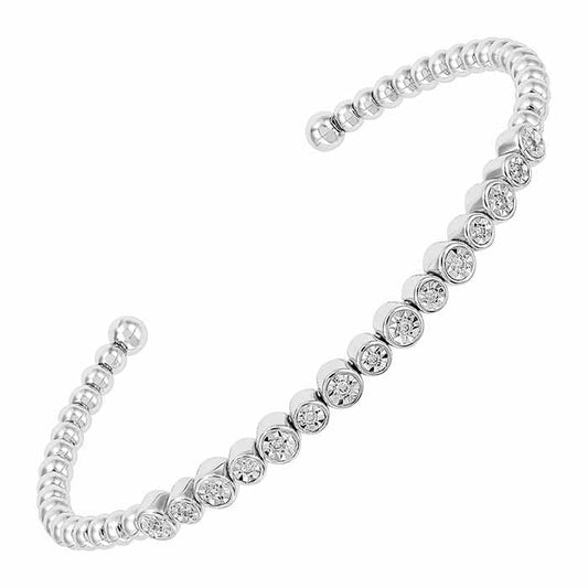 Sterling Silver Diamond-Set Cuff Bracelet
