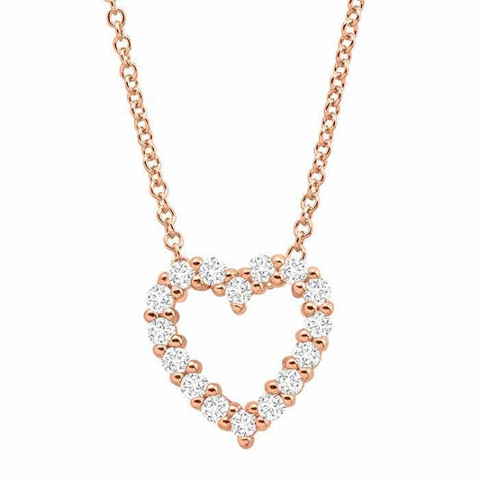 14K Rose Gold-Plated Sterling Silver Lab-Grown White Sapphire Open Heart Necklace