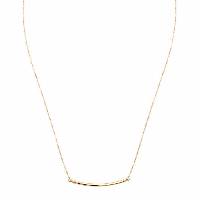 14K Yellow Gold Curved Bar Necklace