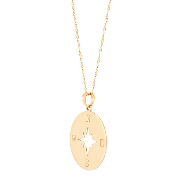 14K Yellow Gold Compass Necklace