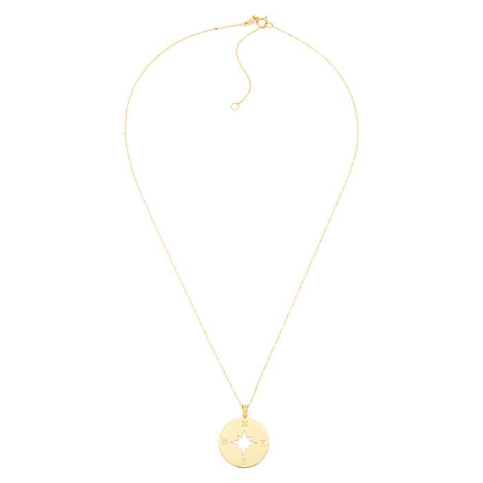 14K Yellow Gold Compass Necklace