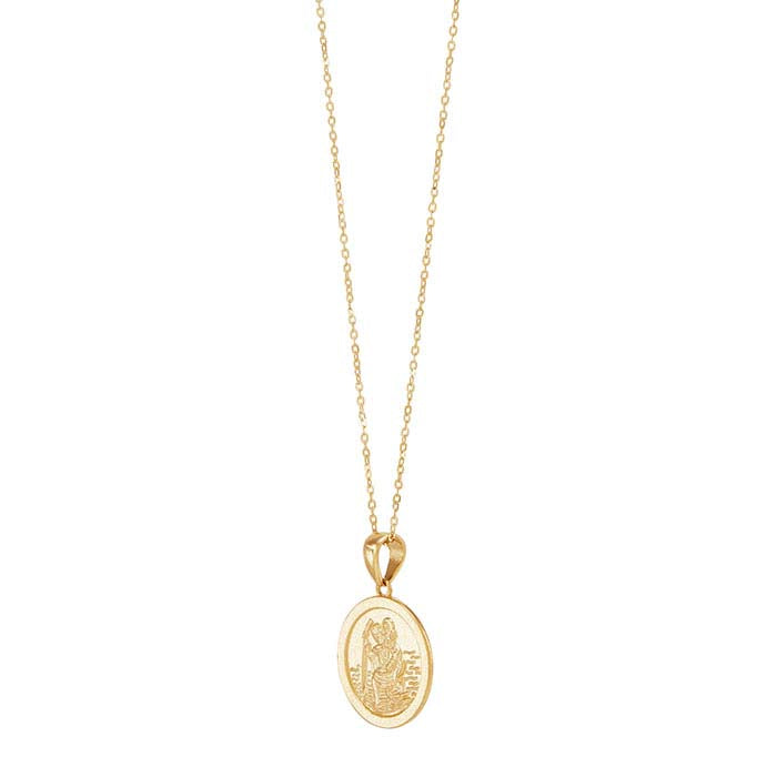 14K Yellow Gold Saint Christopher Medallion Necklace