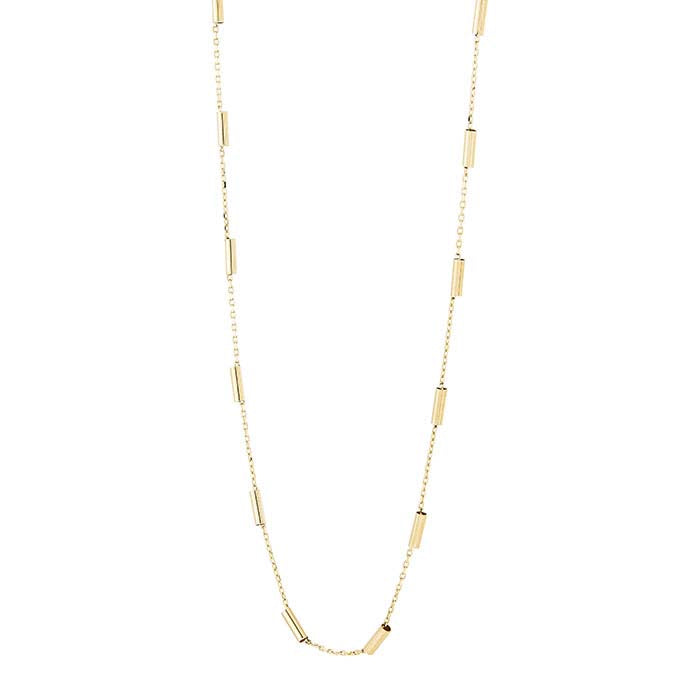 14K Yellow Gold Tube Station Necklace