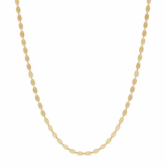 14K Yellow Gold Oval Disc Necklace