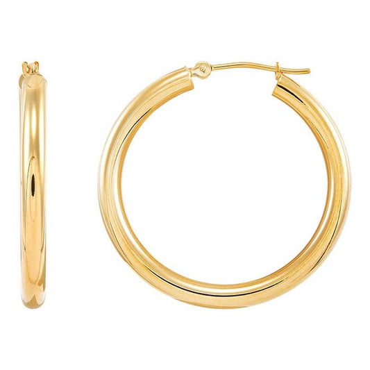 14K Yellow Gold 3mm Tubing Hoop Earring