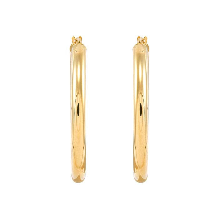 14K Yellow Gold 3mm Tubing Hoop Earring