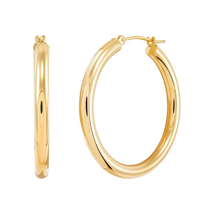 14K Yellow Gold 3mm Tubing Hoop Earring