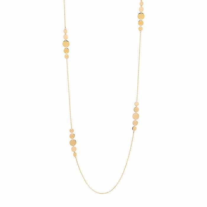 14K Yellow Gold Gradual Disc Station Necklace