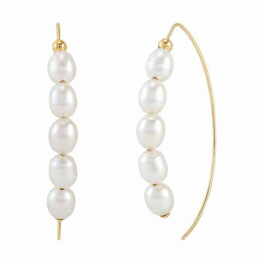 10K Yellow Gold Freshwater Pearl Drop Earrings
