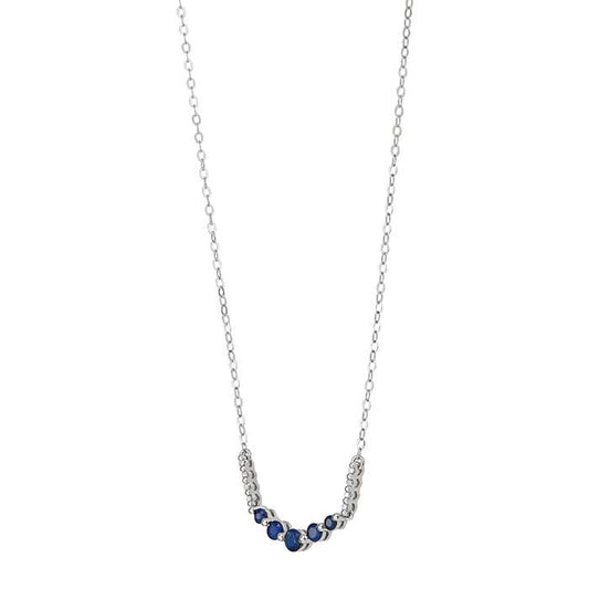 10K White Gold Sapphire- & Diamond-Set Necklace