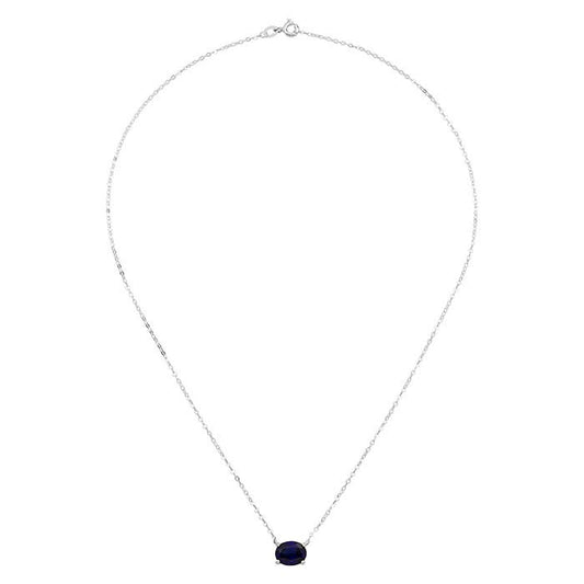 10K White Gold Lab-Grown Sapphire-Set Necklace