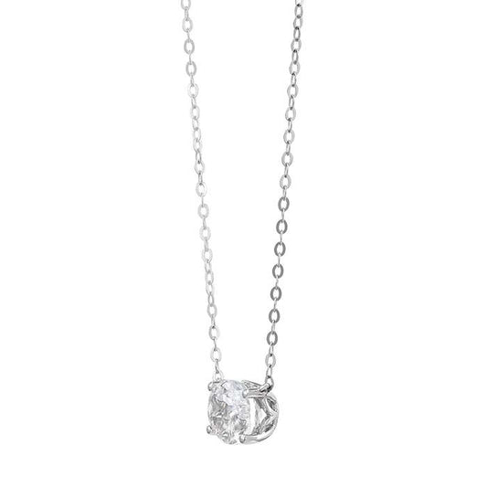 10K White Gold Lab-Grown White Sapphire-Set Necklace