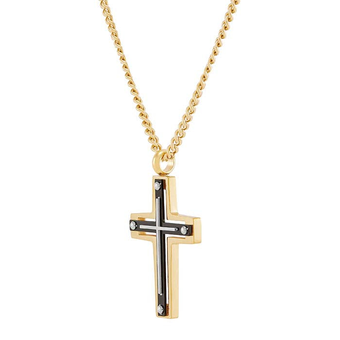 Gold-Plated Stainless Steel Cross Necklace